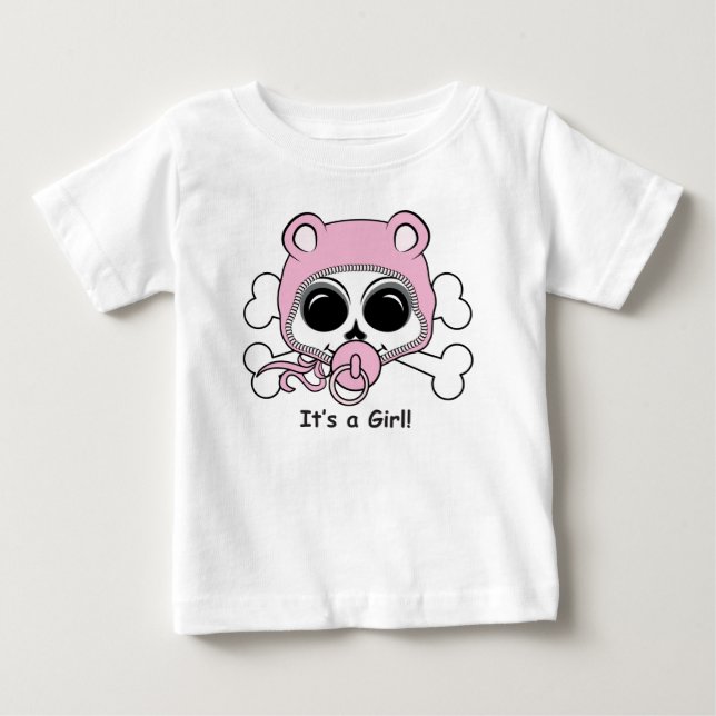 Cute Baby Girl Skull Baby T-Shirt (Front)