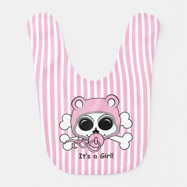 Cute Baby Girl Skull Bib (Front)