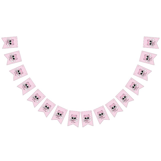 Cute Baby Girl Skull Bunting Flags (All)