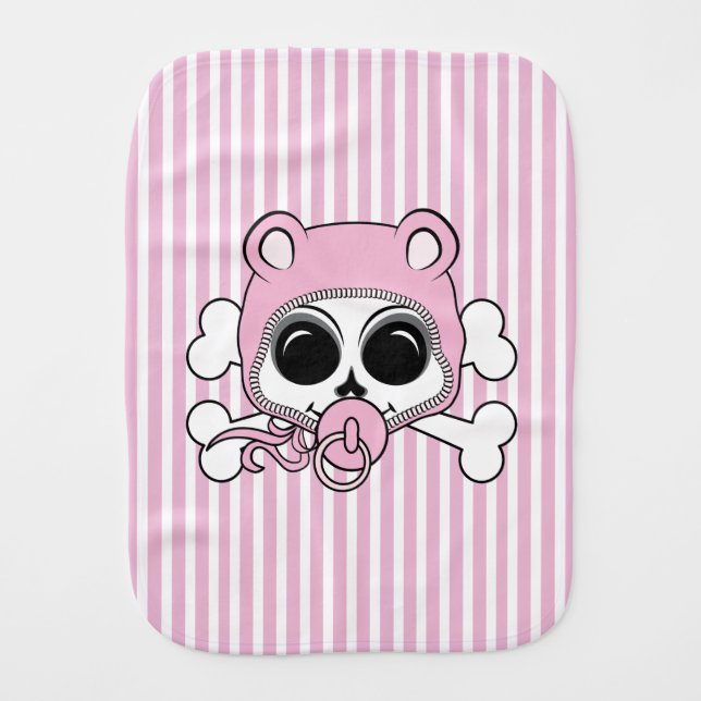 Cute Baby Girl Skull Burp Cloth (Front)