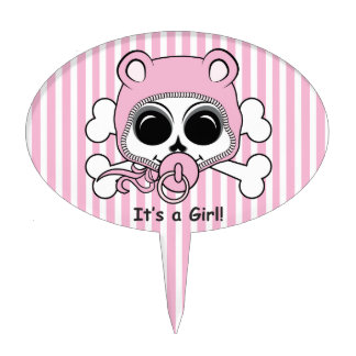 Cute Baby Girl Skull Cake Topper