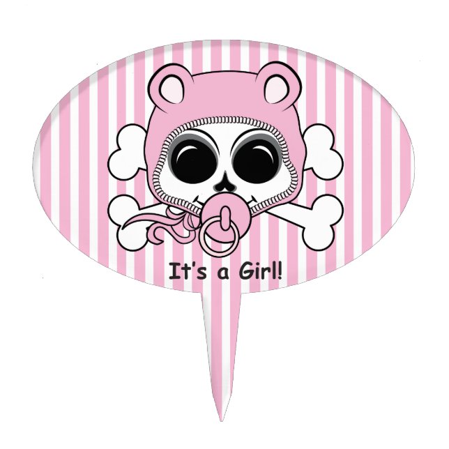 Cute Baby Girl Skull Cake Topper (Front)
