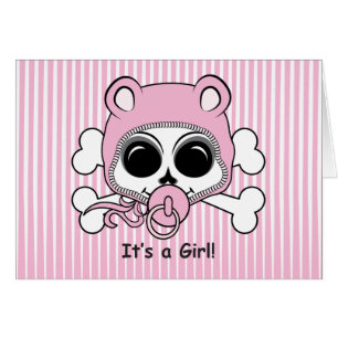 Cute Baby Girl Skull Cards