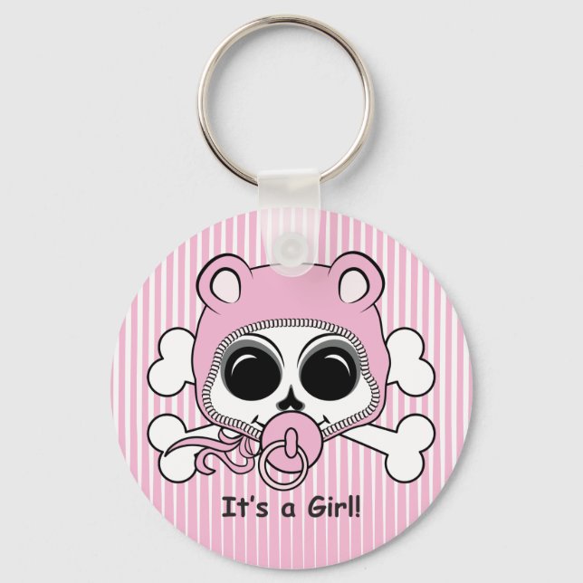 Cute Baby Girl Skull Keychain (Front)