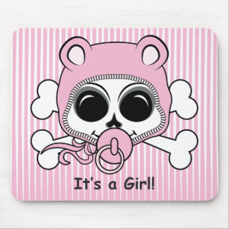 Cute Baby Girl Skull Mouse Pad