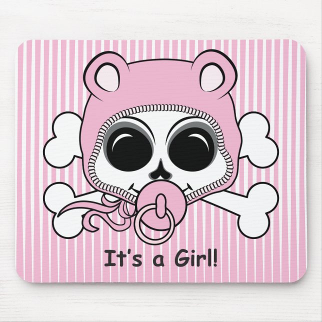 Cute Baby Girl Skull Mouse Pad (Front)