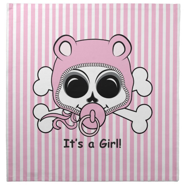 Cute Baby Girl Skull Napkin (Front)