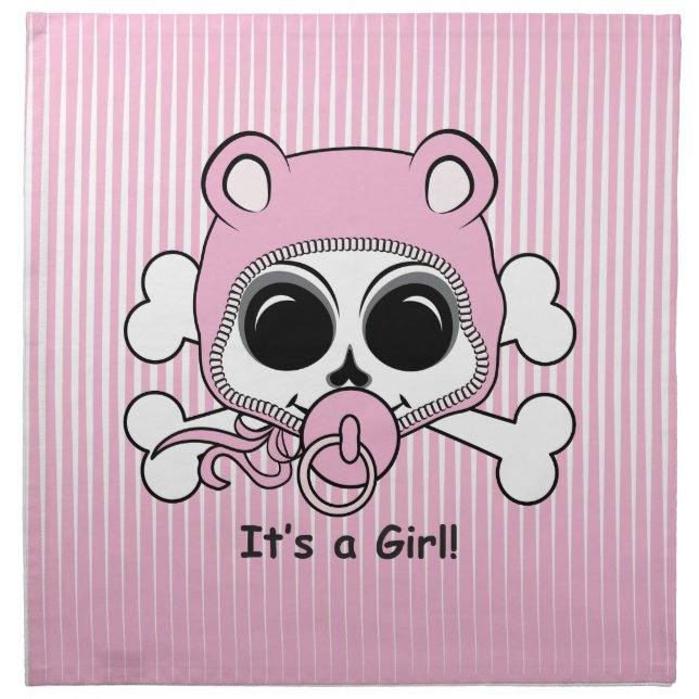 Cute Baby Girl Skull Napkin (Front)