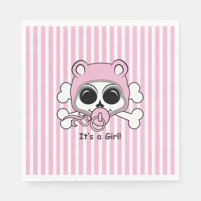 Cute Baby Girl Skull Paper Napkins (Front)