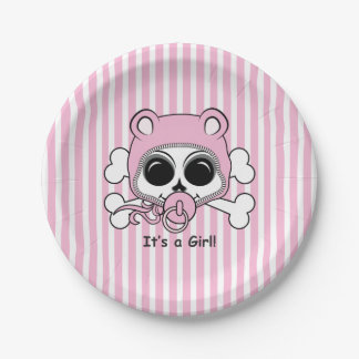 Cute Baby Girl Skull Paper Plates