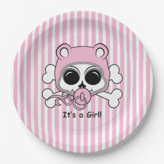 Cute Baby Girl Skull Paper Plates