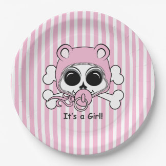 Cute Baby Girl Skull Paper Plates