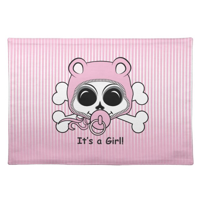 Cute Baby Girl Skull Placemat (Front)
