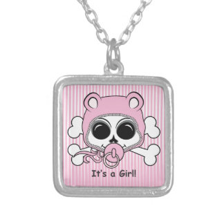 Cute Baby Girl Skull Silver Plated Necklace