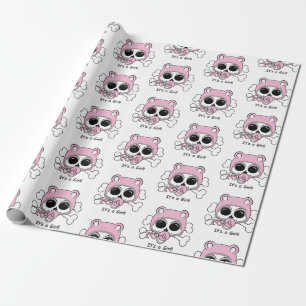 Cute Baby Girl Skull Wrapping Paper