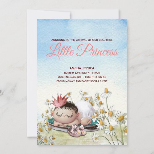 Cute Baby Girl Sleeping Princess Announcement Card