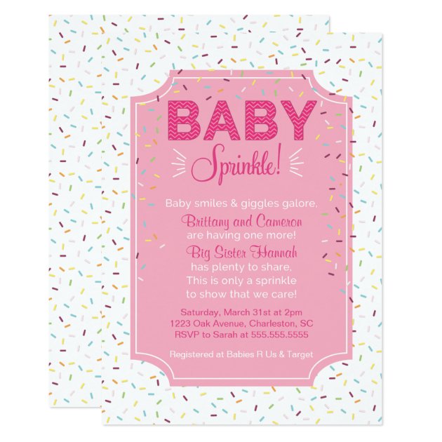 Cute Baby Girl Sprinkle Invitation