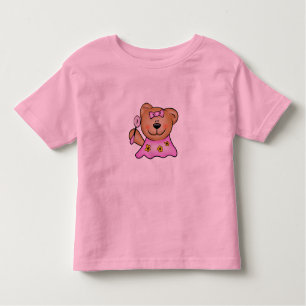 Cute Baby Girl Teddy Bear in Pink Toddler T-shirt
