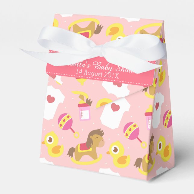 Cute Baby Girl Toys, Baby Shower Party Favor Box (Front Side)