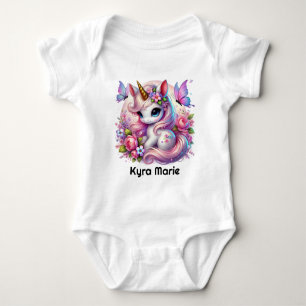 Cute baby girl unicorn fantasy baby bodysuit