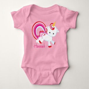 Cute Baby Girl Unicorn Rainbow Personalized Baby Bodysuit