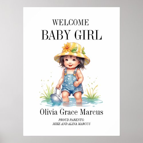Cute Baby Girl Welcome Hospital Door Poster