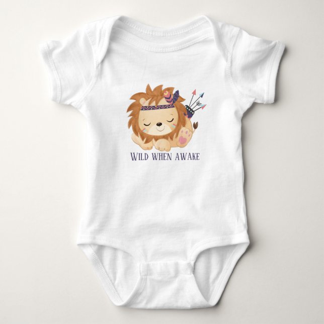 cute baby girl wild one lion baby bodysuit (Front)