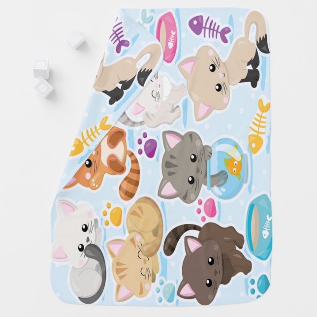 cute Baby Girls' boys Cats Kittens Nursery Baby Blanket (In Situ)