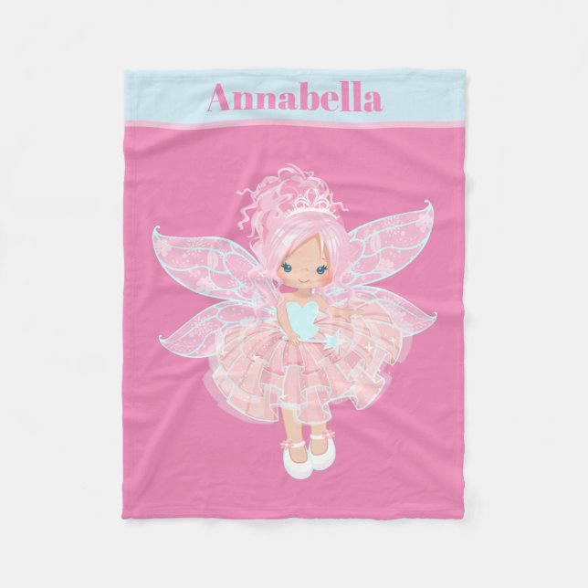Cute baby girls Fairy add name blanket (Front)