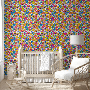 Cute baby girls happy face tiled wallpaper