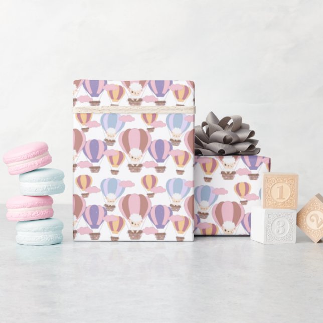 cute baby girls lamb tiled pattern baby shower wrapping paper (Baby Shower)