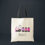 Cute Baby Girl's Locomotive Train and Name Tote Bag<br><div class="desc">This cute girl's farm themed tote bag features a pink locomotive train doodle, and has place for you to add your child/baby's name in beautiful typography. Perfect to use as a bag for your little girl, or as a simple diaper bag for a new mom! Great gift for train lovers....</div>