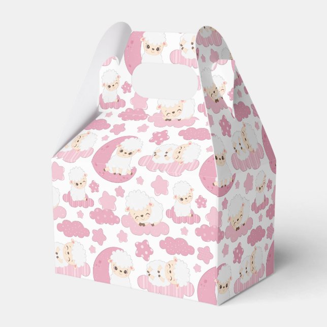 cute baby girls shower lamb favor boxes (Back Side)