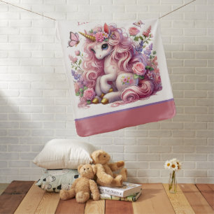 Cute baby girls unicorn add name  blanket