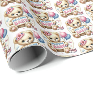 Cute baby girls welcome baby wrapping paper