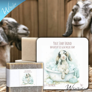 Cute Baby Goat in a Bathtub Handmade Soap Square Sticker