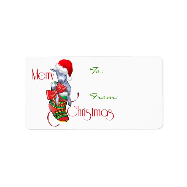Cute Baby Goat in Stocking Christmas Gift Tag (Front)