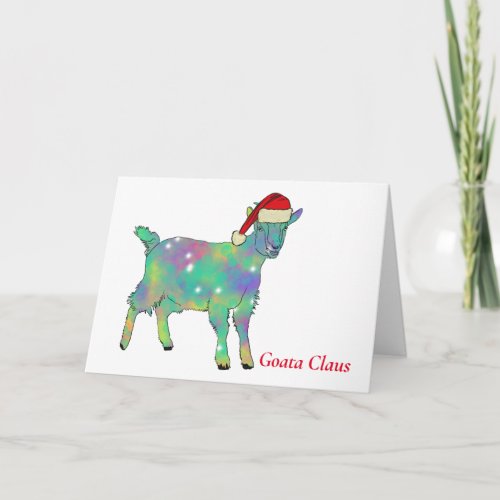 Cute Baby Goat Santa Card