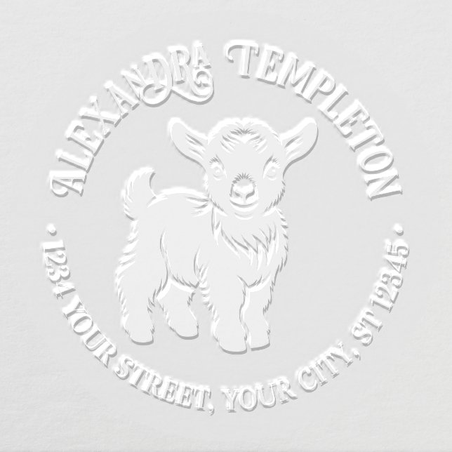 Cute Baby Goat Standing #2 Name Return Address Embosser (Design)