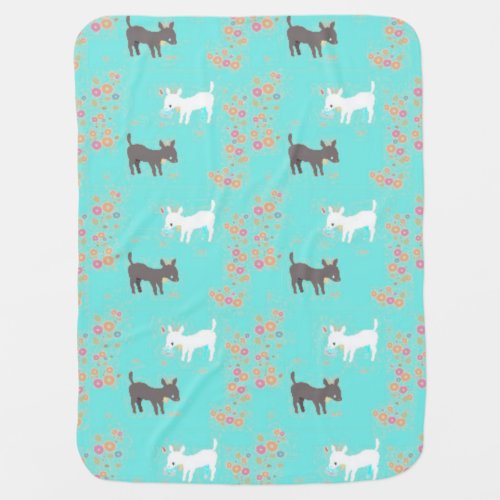 Cute Baby Goats and Flowers Pattern Baby Blanket