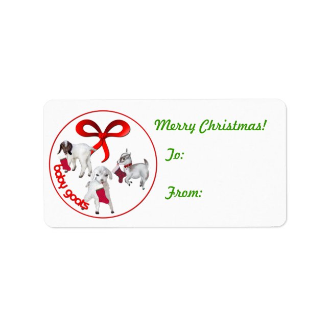 Cute Baby Goats Christmas  Gift Tag Sticker (Front)