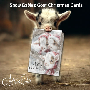 Cute Baby Goats - Snow Babies 11 Christmas Holiday Card