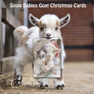Cute Baby Goats - Snow Babies 12 Christmas Holiday Card