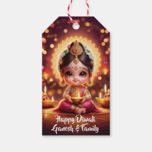 Cute baby Goddess Lakshmi Diwali Gift Tag