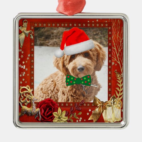 Cute baby Goldendoodle Christmas Ornament