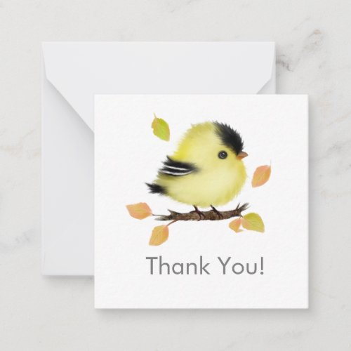 Cute Baby Goldfinch Bird Thank You Note card