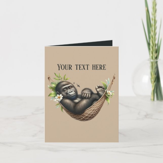 Cute baby gorilla add text any purpose card (Front)