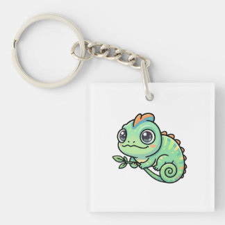 Cute Baby Green Chameleon Acrylic Keychain
