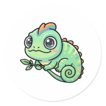 Cute Baby Green Chameleon Classic Sticker