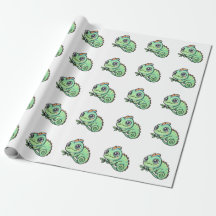 Cute Baby Green Chameleon Gift Wrapping Paper